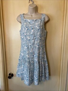Wayf White Sundress with Blue Shell Print size S